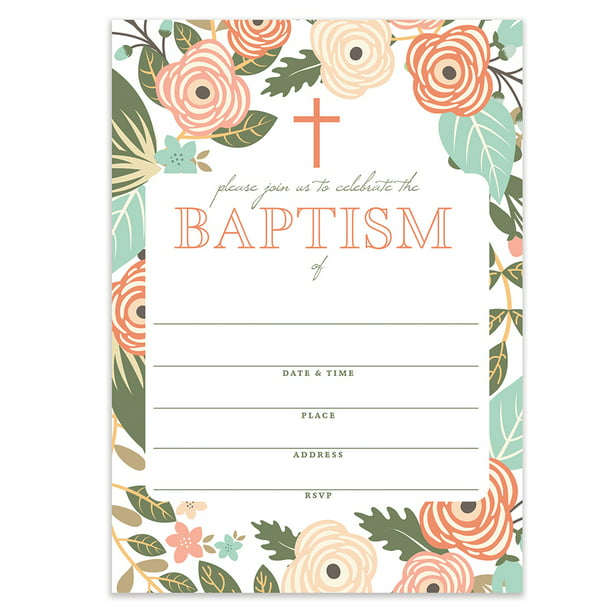 Personalised Party Prints with Photo Floral Frame Christening Invitations /& Envelopes
